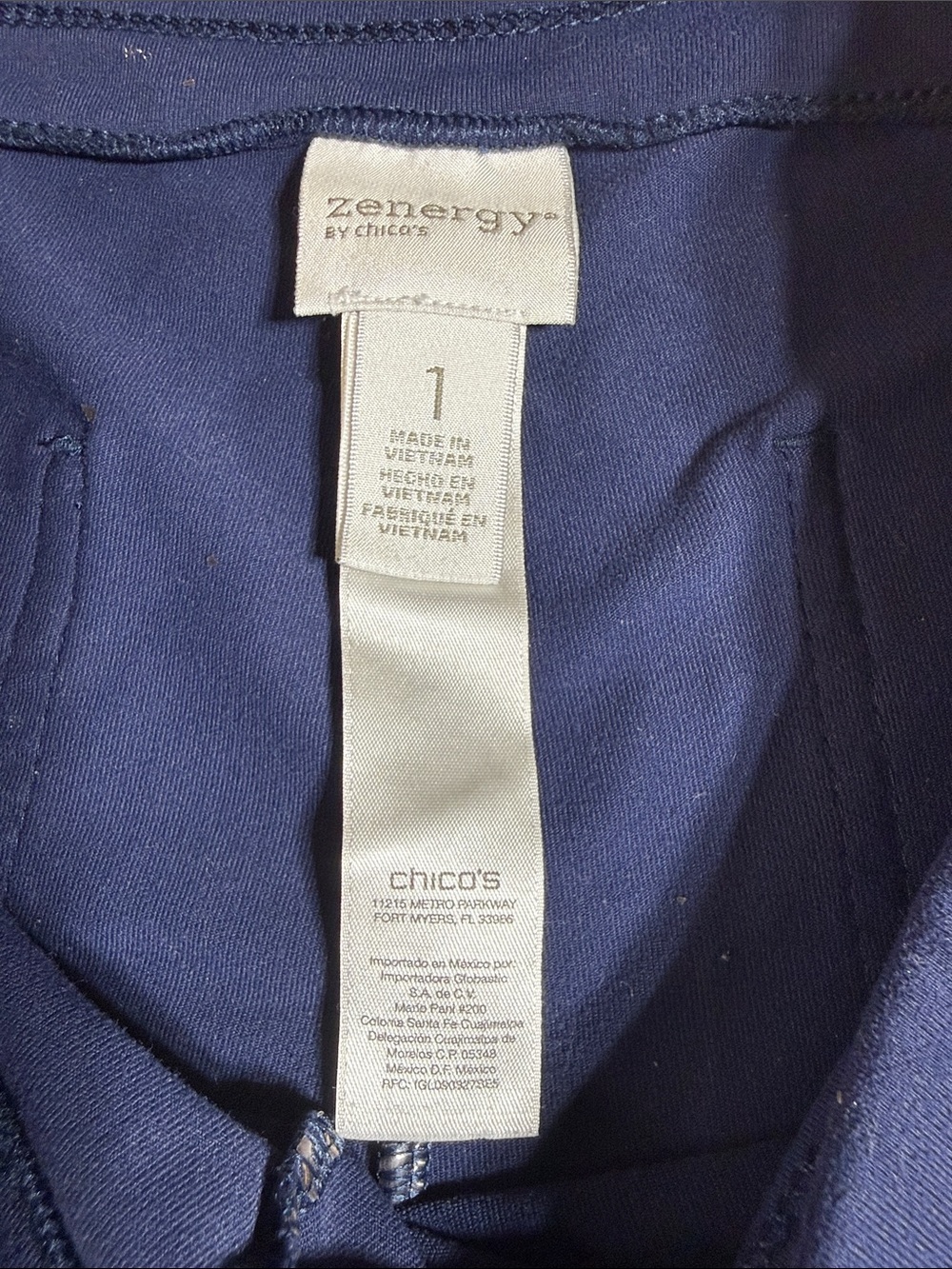 Chicos Women's Straight Leg Athleisure Pants in Navy - Picture 2 of 6